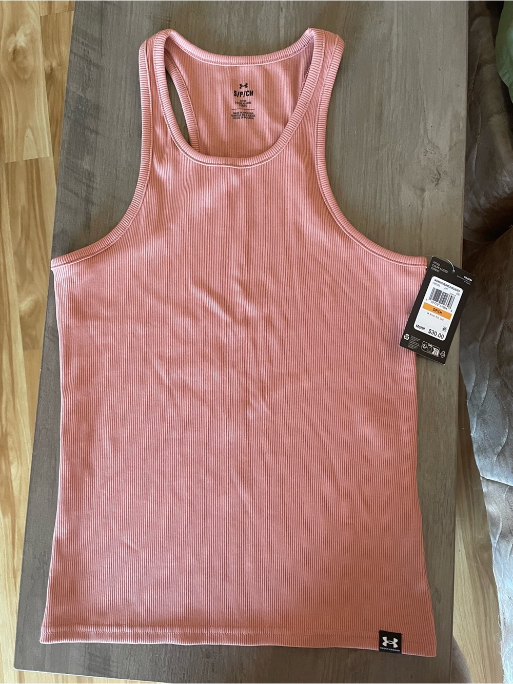 Under Armour dark coral Ribbed Racerback Tank Top